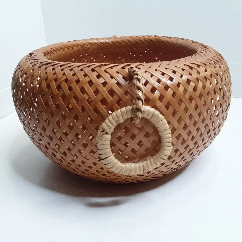 Bohemian Vintage Circle Woven Boho Basket/ Plant Stand